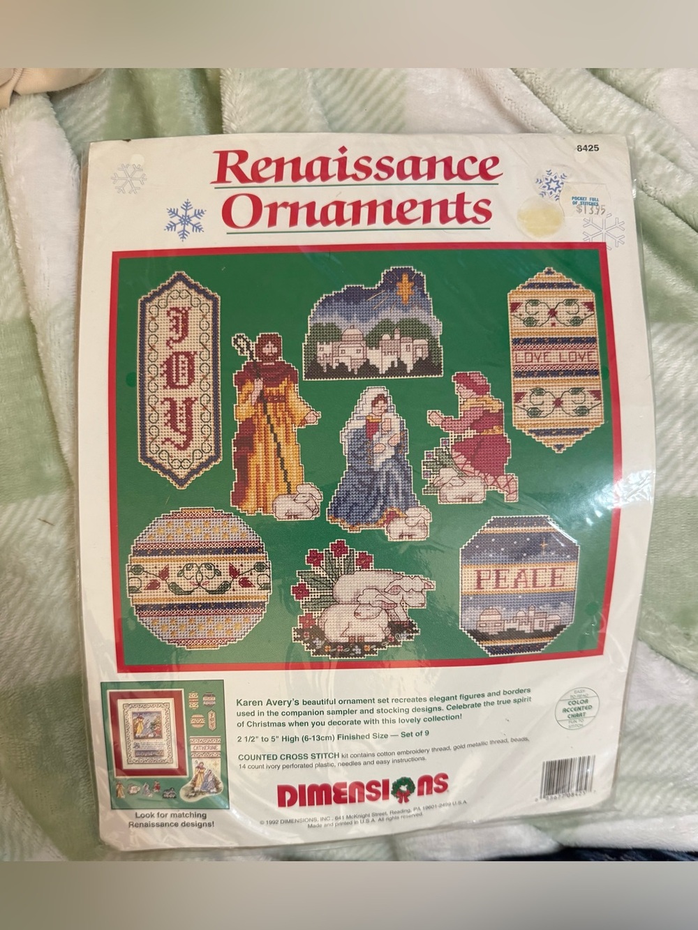 Renaissance Ornaments Cross Stitch set of 9 Kit - Multi